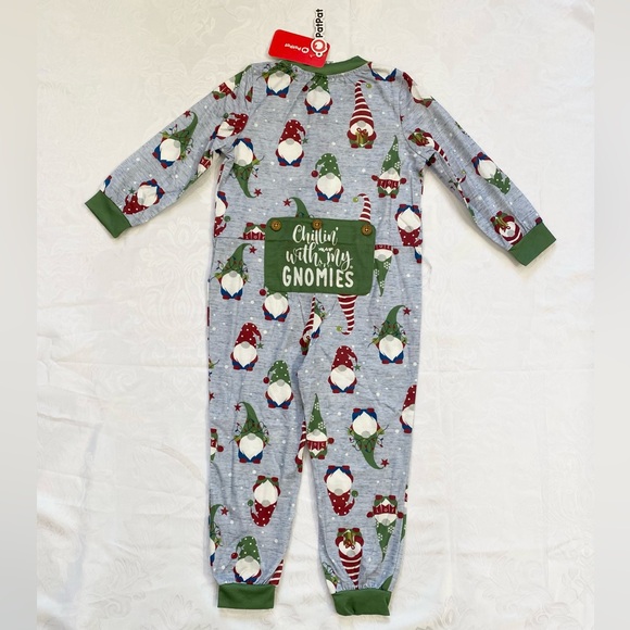 PatPat Kids Christmas Gnome All-over Print Long-sleeve Green Romper Pajamas Sets - Picture 5 of 8